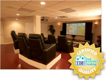 Milwaukee finished basement into a home theater.