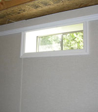 Basement windows brightening a refinished space