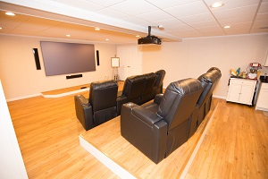 A basement turned into a home theater in Waukesha