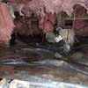 Fiberglass insulation dripping off some heating ducts in a wet crawl space in Belvidere.
