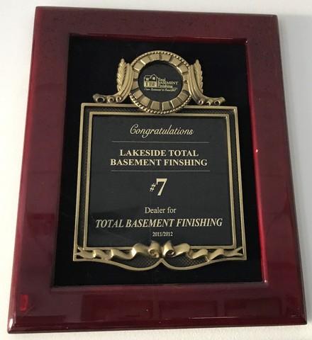 #7 Dealer for Total Basement Finishing 2011/2012