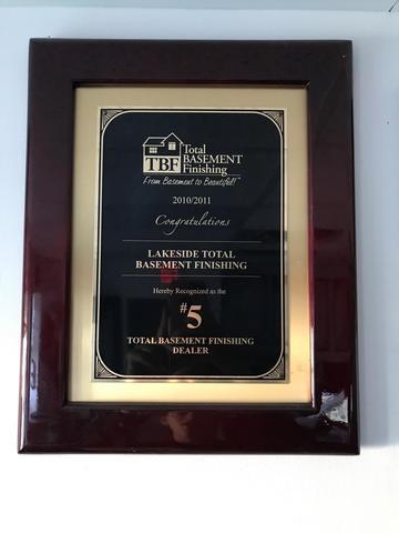 #5 Total Basement Finishing Dealer 2010/2011