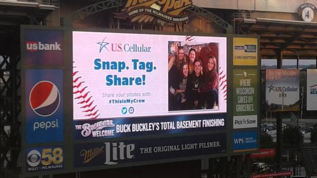 The Brewers Welcomed us on the Jumbo Tron!