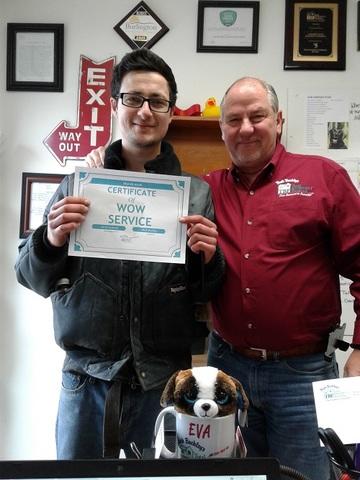 Our Logistics Manager, Aaron, Won our Wow Service Award