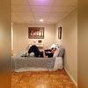 We created this spacious bedroom in this basement. Now, when they have a beautiful guest bedroom for when they have company over!